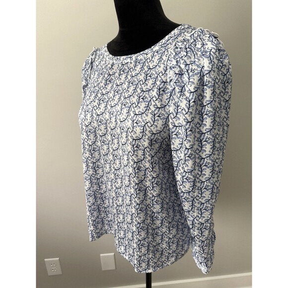 NWT LOFT Women's Classy Print Ruffle Shoulder Blouse sz S Career Summer MSRP $69 - Picture 15 of 15